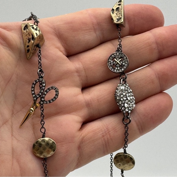 Cabi Fashion Charm Necklace | 32–35” | Scissors, Dress, Button, Crystals - Picture 4 of 5